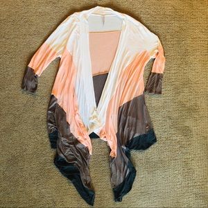 Colorblock Open Front Draped Sweater